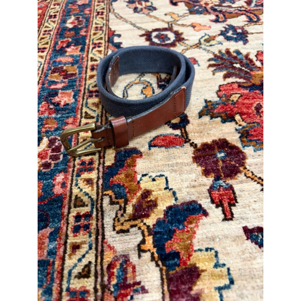 Polo Ralph Lauren Blue Canvas Leather Belt Brass Buckle Size 26